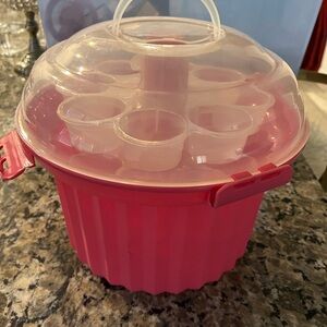Pink Cupcake Carrier with Clear Lid